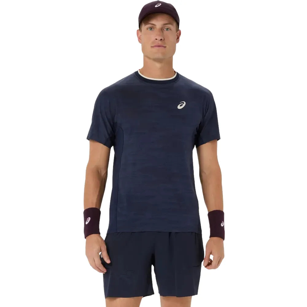 Playera ASICS Match Jacquard SS Top Hombre Midnight para Pádel