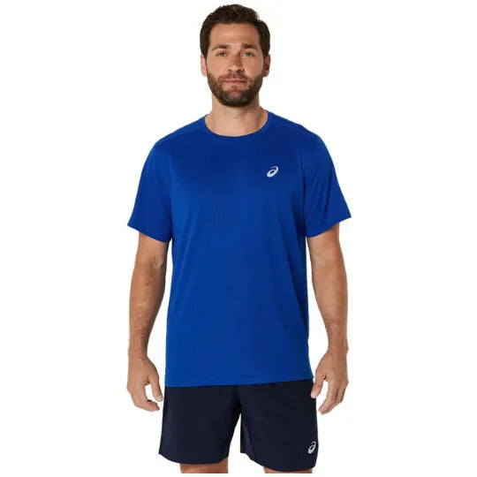 playera asics silver ss top azul manga corta para pádel hombre