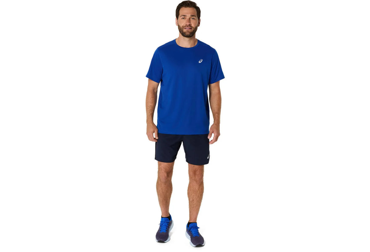 playera deportiva asics hombre azul secado rápido y suave al contacto