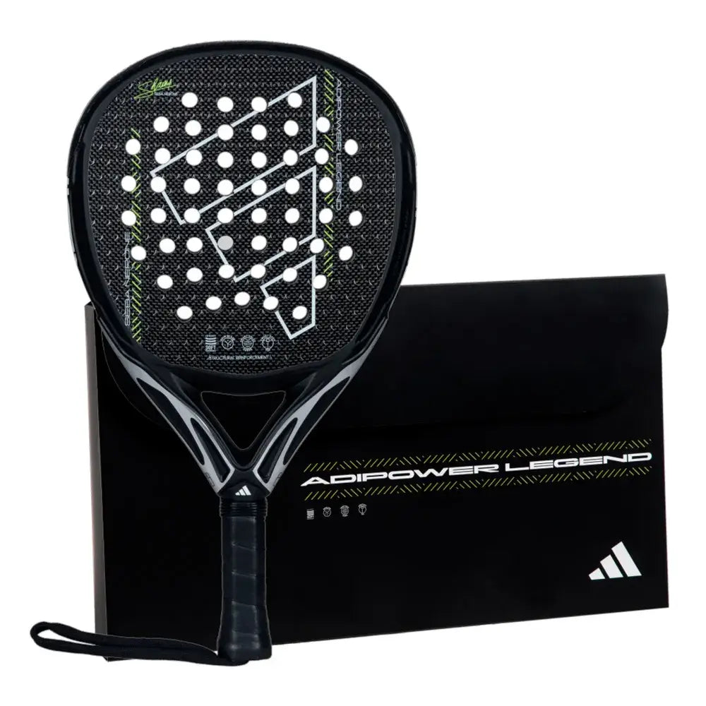 pala adidas negra adipower legend 2024 con forma redonda oversize y carbono visible