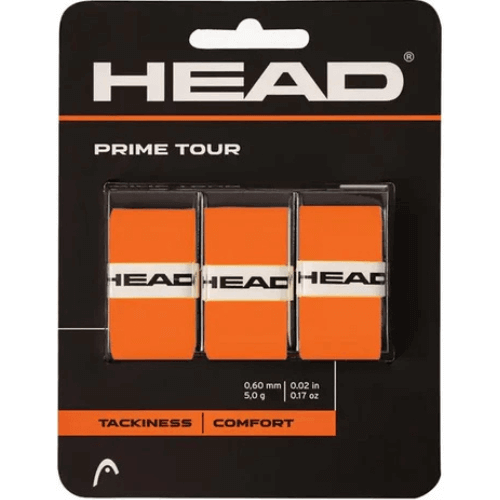 paquete 3 overgrips head prime tour naranja absorción superior