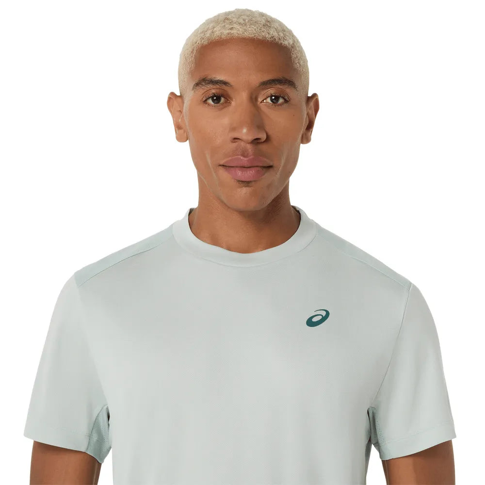 playera tenis asics court ss top hombre cold moss con tejido transpirable para cancha de tenis