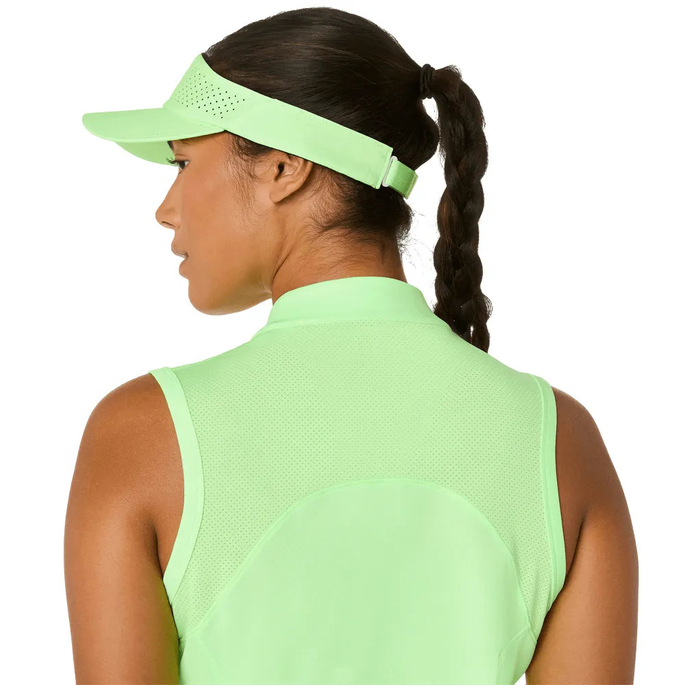 playera asics court tank mujer verde con tejido flexible para movimiento en tenis