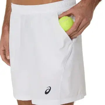 asics court 7in shorts color blanco transpirable para entrenamientos intensos