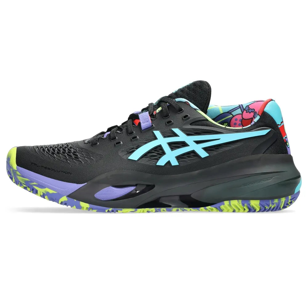 tenis asics negro energy aqua para jugadores de fondo en páde