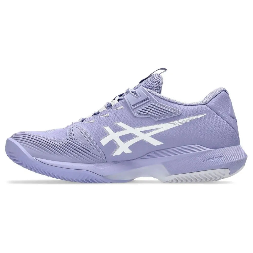 tenis de padel mujer asics solution speed ff 4 clay color morado vista lateral ligera y flexible