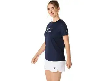 camiseta técnica asics mujer color navy para juego de pádel