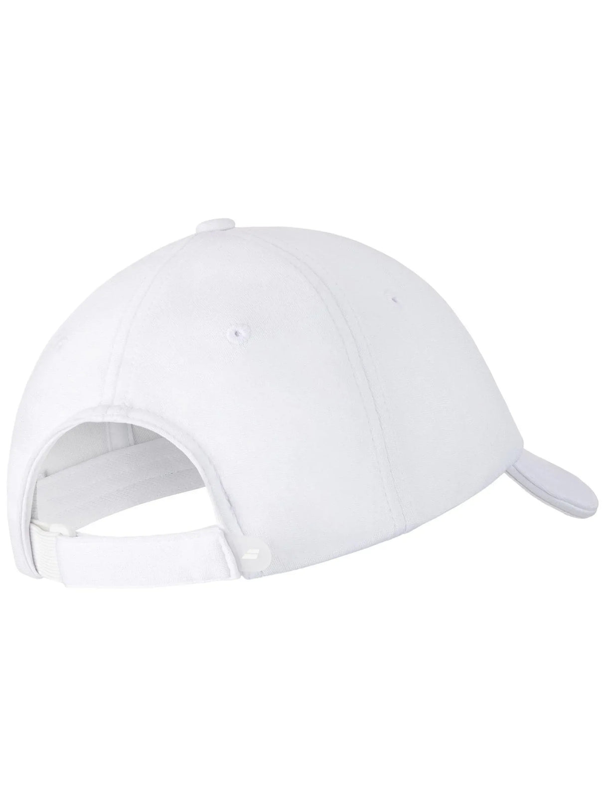 gorra blanca babolat junior con visera curva y diseño deportivo