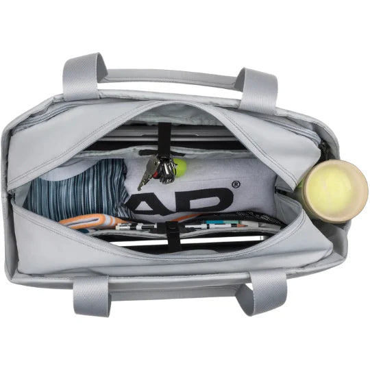 bolsa tenis head pro x tote bag gris claro 22 litros con espacio para una raqueta y equipo deportivo