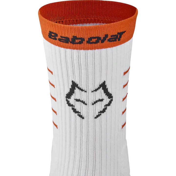 Calcetas Babolat Juan Lebrón Mid-Calf Blanco Naranja para Pádel