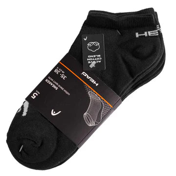 pack 5 pares calcetas negras head con canalé y talón reforzado