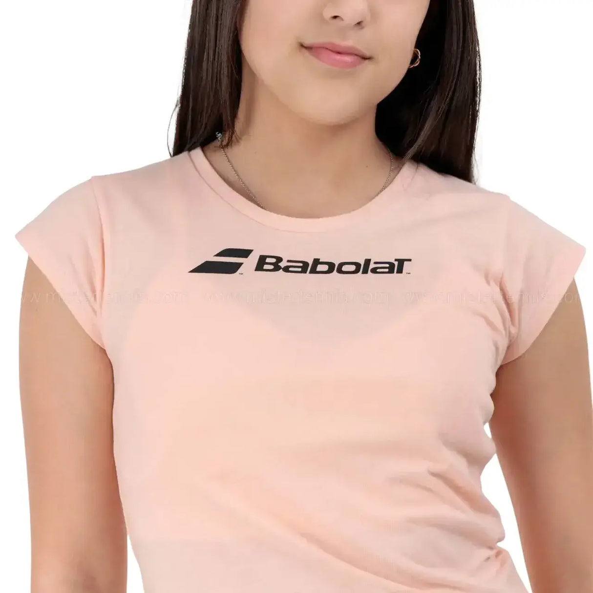 camiseta negra babolat mujer con algodón y poliéster reciclado