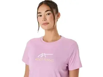 camiseta rosa mujer asics graphic tee ligera para deportes de raqueta