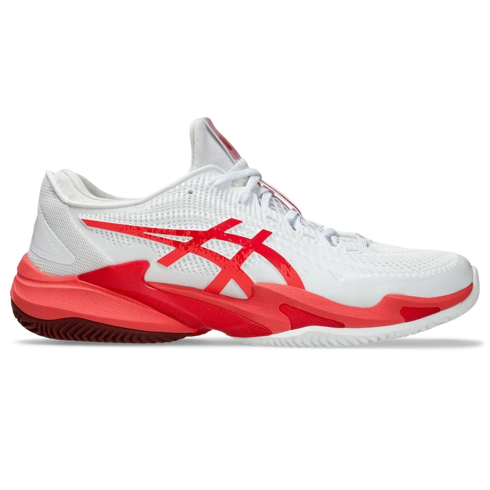 zapatillas asics court ff 3 novak clay blanco rojo eléctrico para padel