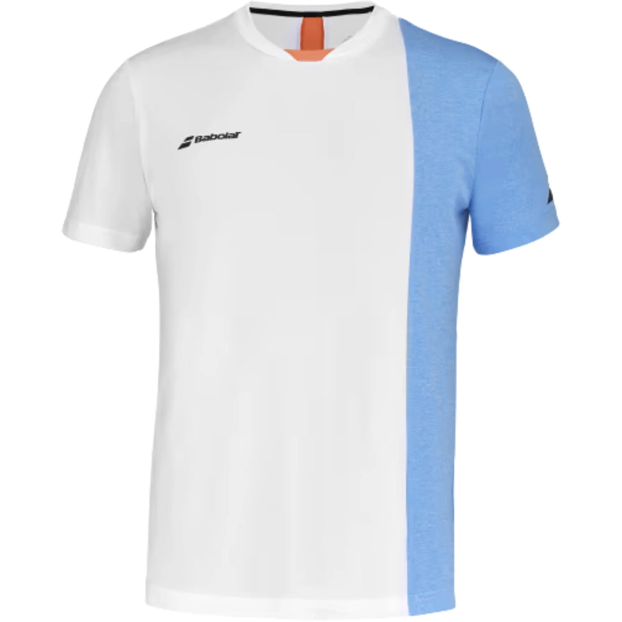 Playera Babolat Play Cuello Redondo Blanco/Azul para Pádel