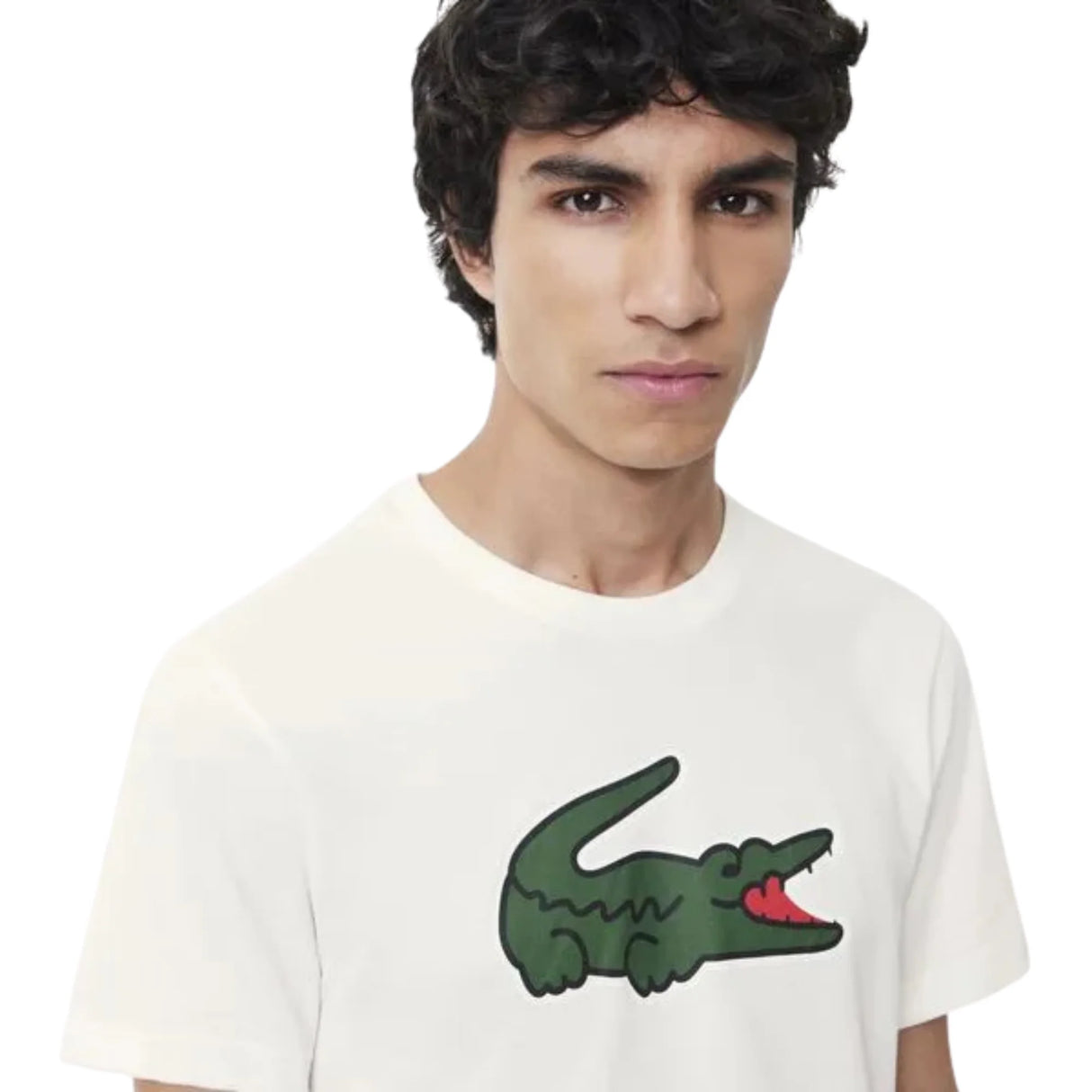 Playera Lacoste Ultra Dry Logo XXL Blanco/Verde para Pádel