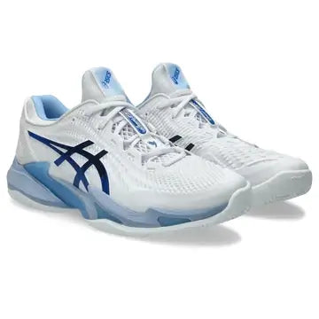 zapatillas blancas azul asics court ff 3 novak con diseño ecológico