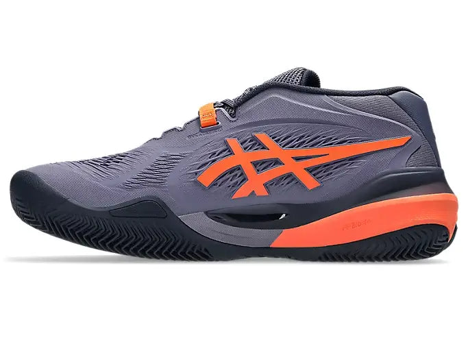 tenis asics gel-resolution x padel tonos gris violeta y naranja