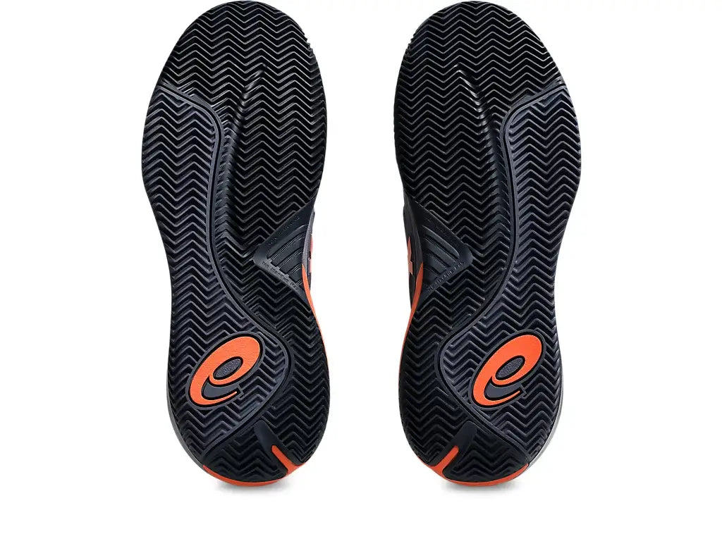 calzado padel mujer asics gris violeta naranja con buena tracción