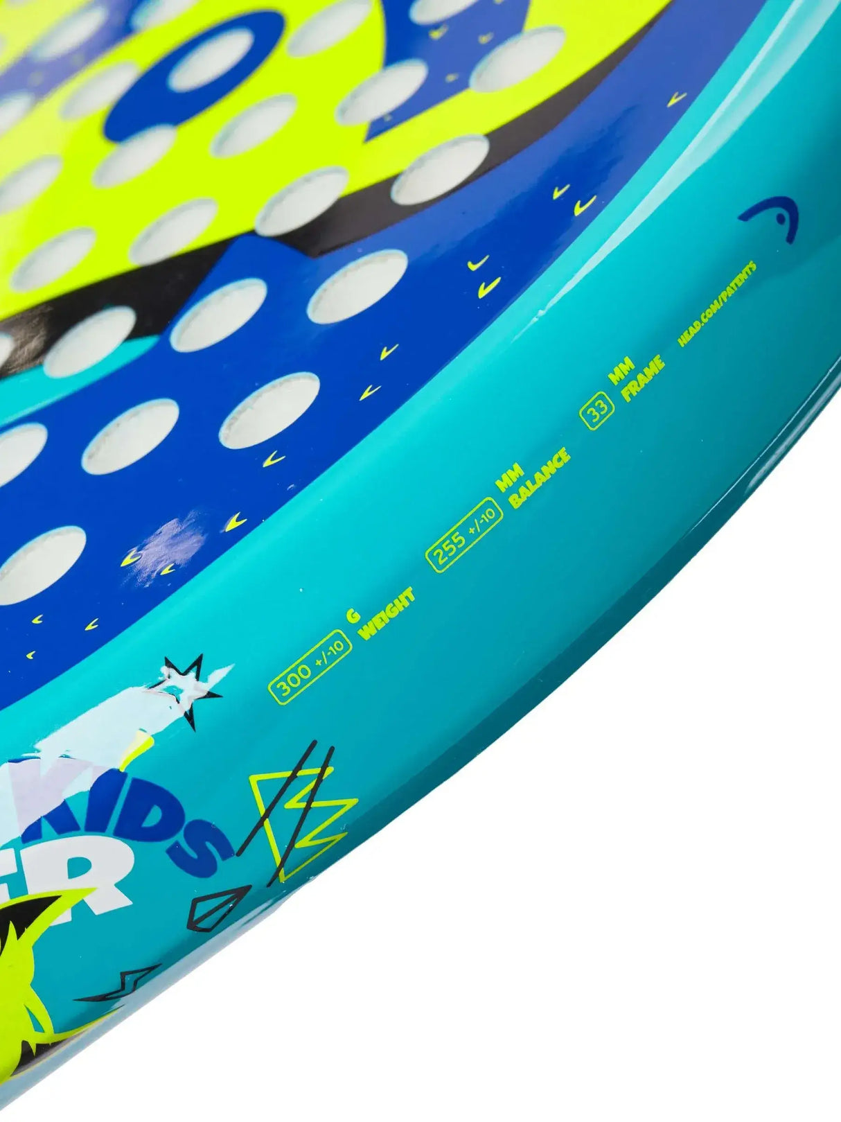 raqueta infantil head monster kids con marco azul claro y gráfico lúdico