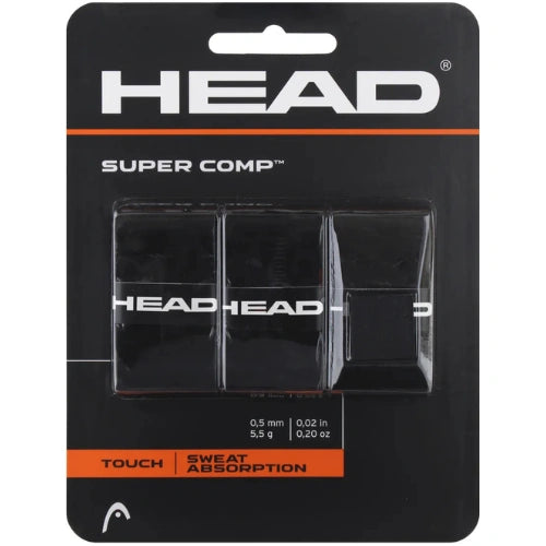 overgrip head super comp negro con textura adherente para tenis