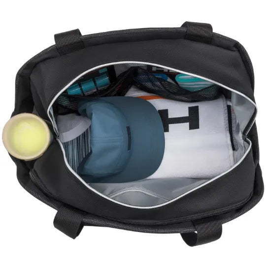 bolsa head tour tote bag negra 22l para tenis con dos compartimentos principales y bolsillo exterior con cierre