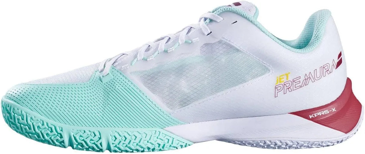 tenis pádel babolat blanco rojo con tecnología kprs-x y matryx evo