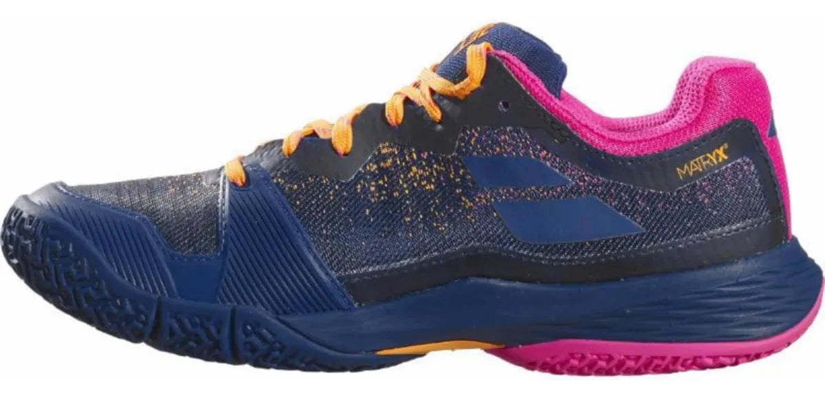 zapatillas ligeras babolat jet ritma azul rosa mujer para jugadoras intermedias o avanzadas