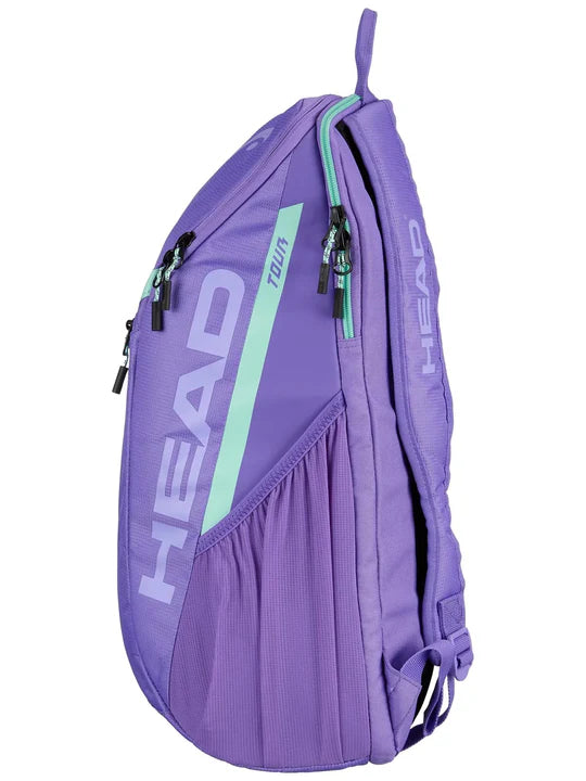 mochila head tour backpack 25l purpura con compartimentos organizadores para equipo tenis