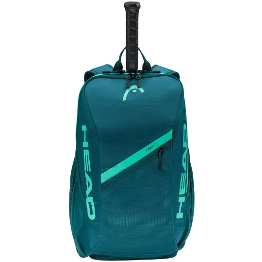 mochila head tour backpack 25l verde con compartimentos organizadores para equipo tenis