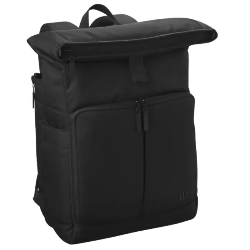 mochila Yonex azul con logotipo blanco vertical y compartimentos amplios