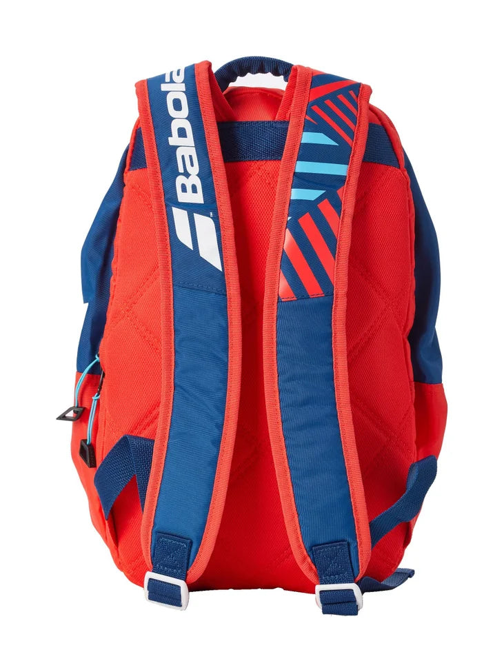mochila infantil babolat azul rojo con compartimento para raqueta de pádel