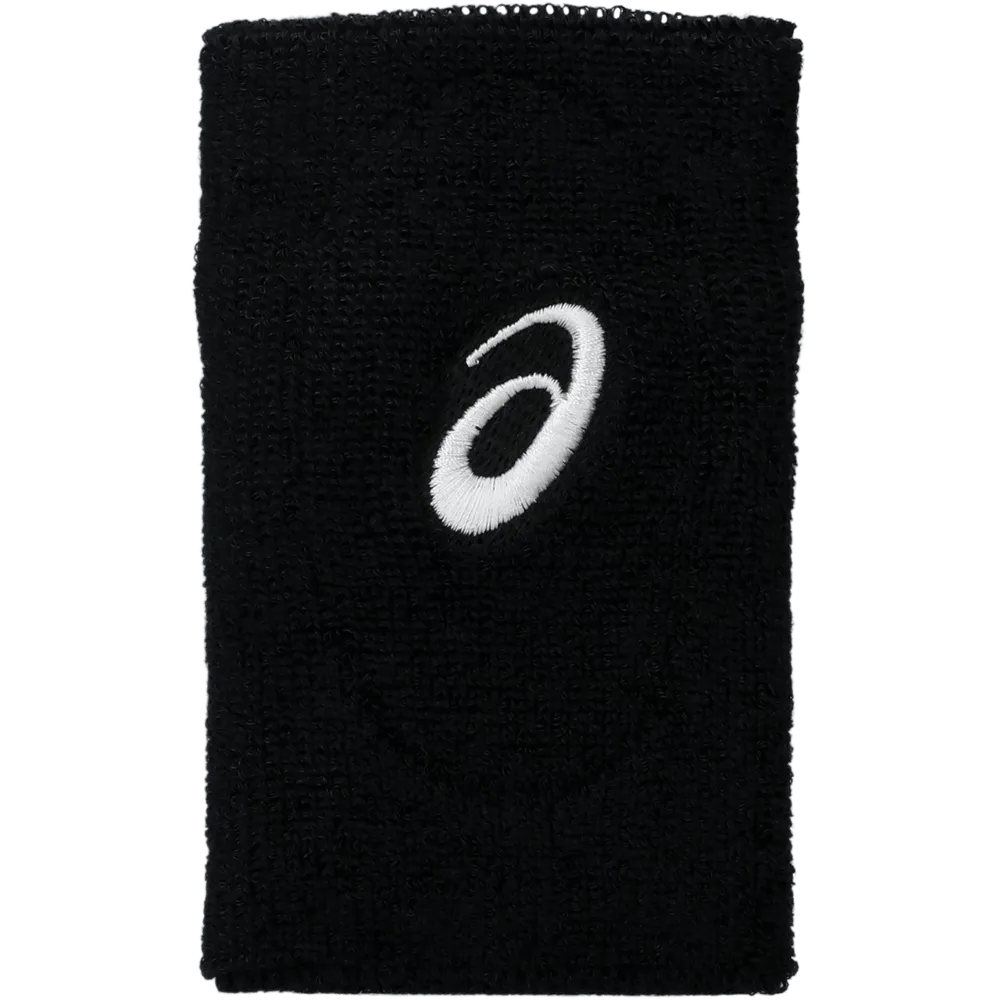 muñequera de felpa negra asics para pádel y deportes raqueta