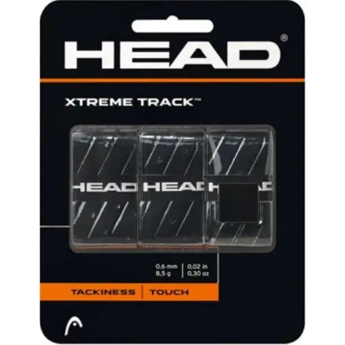 presentación de 3 overgrips negros head xtreme track con tacto firme y seguro