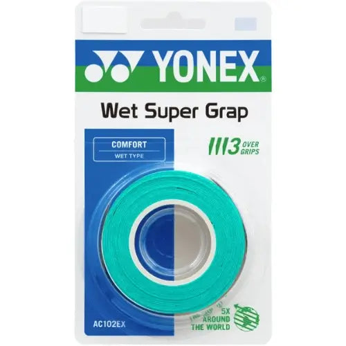 overgrip yonex wet super grap verde menta pack 3 agarre superior pádel