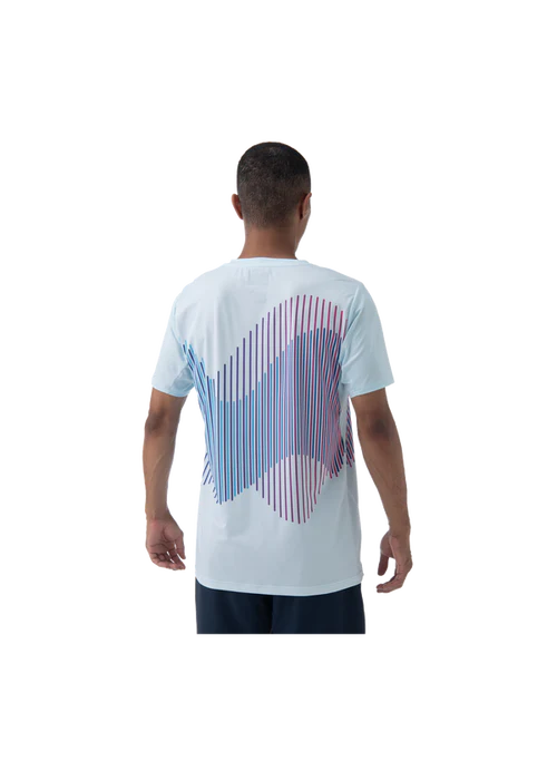 playera yonex azul crystal blue con tela de secado rápido y ligera