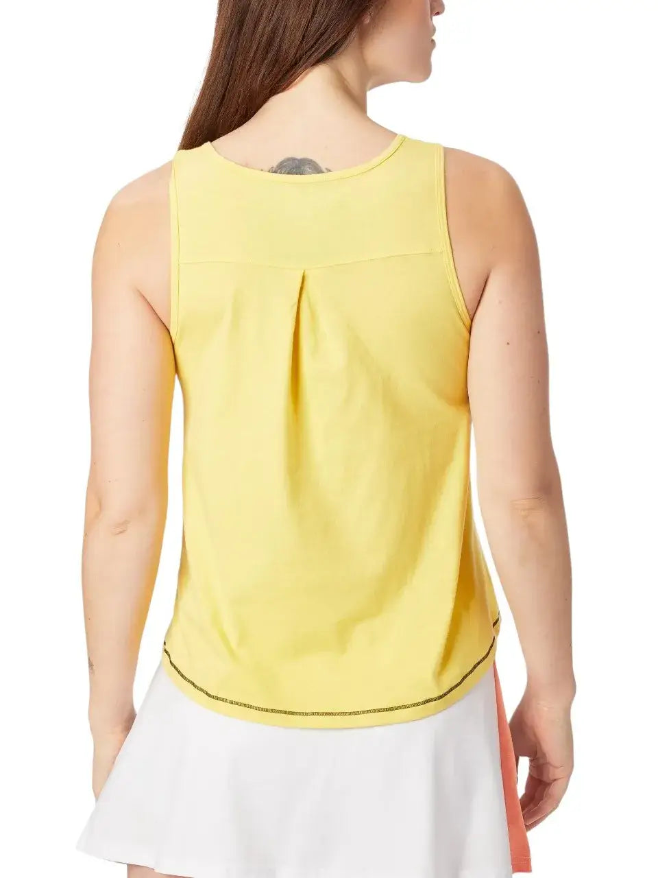 playera sin mangas babolat amarilla para padel con pliegue trasero