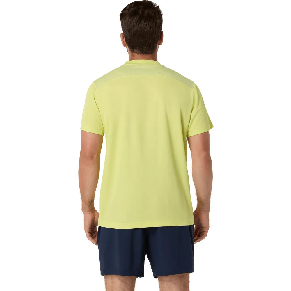 asics court ss top playera tenis hombre verde pistachio con diseño clásico y secado rápido