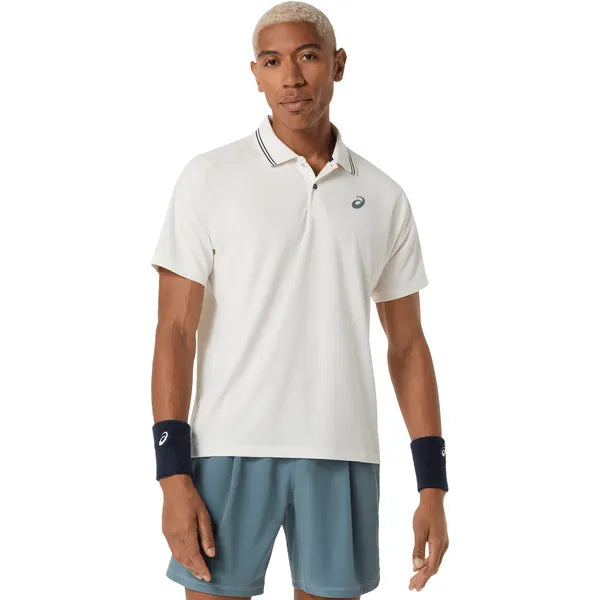 polo asics game polo ss top hombre color cream para tenis con tejido doble pique transpirable ropa deportiva tenis