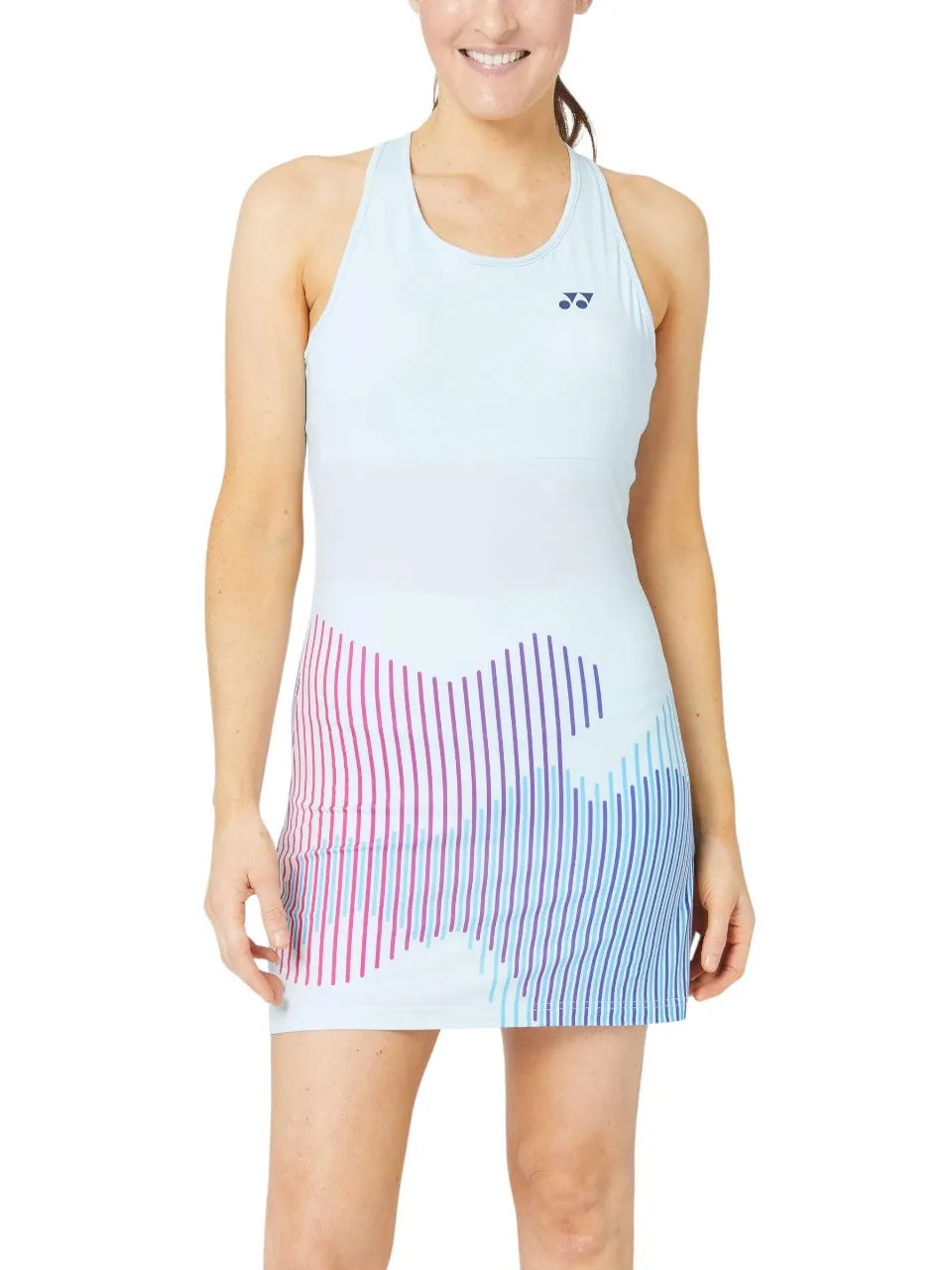 vestido yonex mujer corte entallado y falda con diseño multicolor