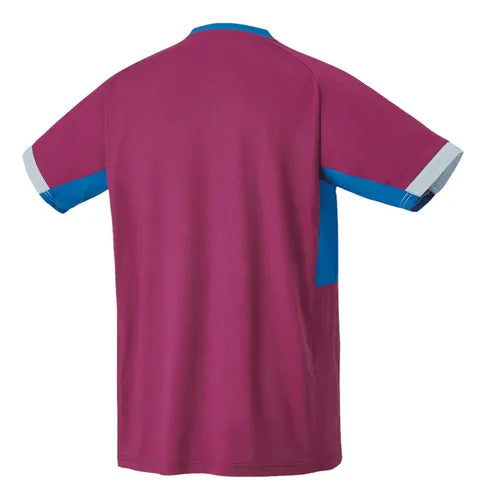 camiseta deportiva yonex color vino con costados azul para hombre