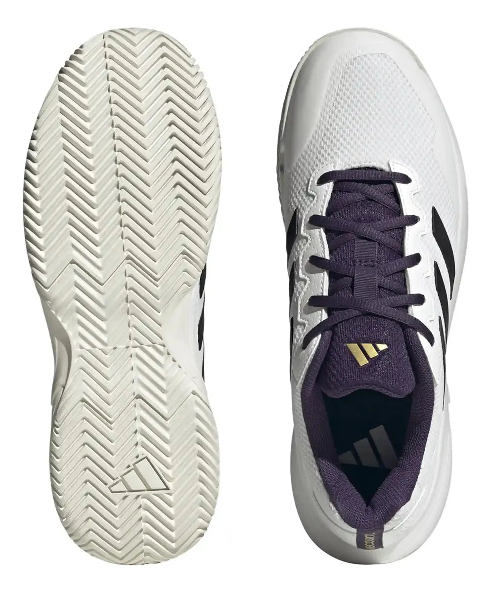 zapatillas adidas courtjam control blancas con suela negra para cancha dura