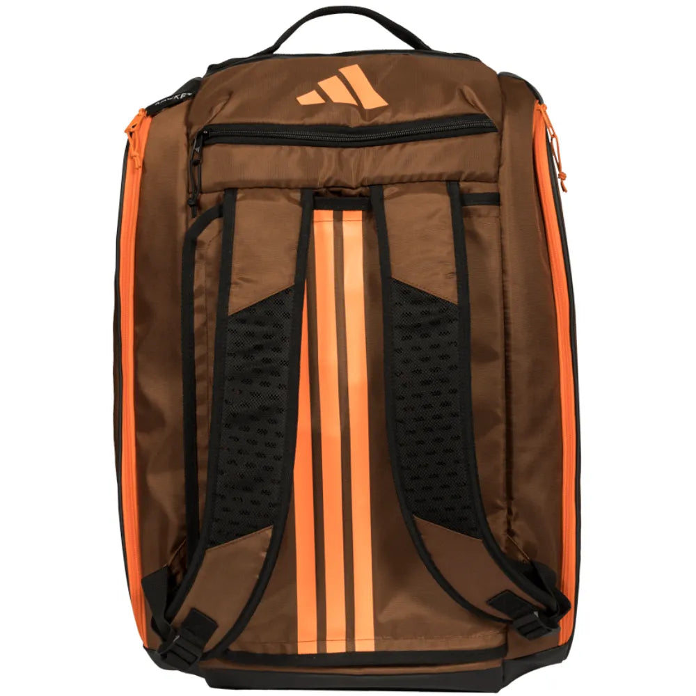 mochila padel adidas pro tour bronze 2026 color bronce naranja 54L con estructura semirrígida
