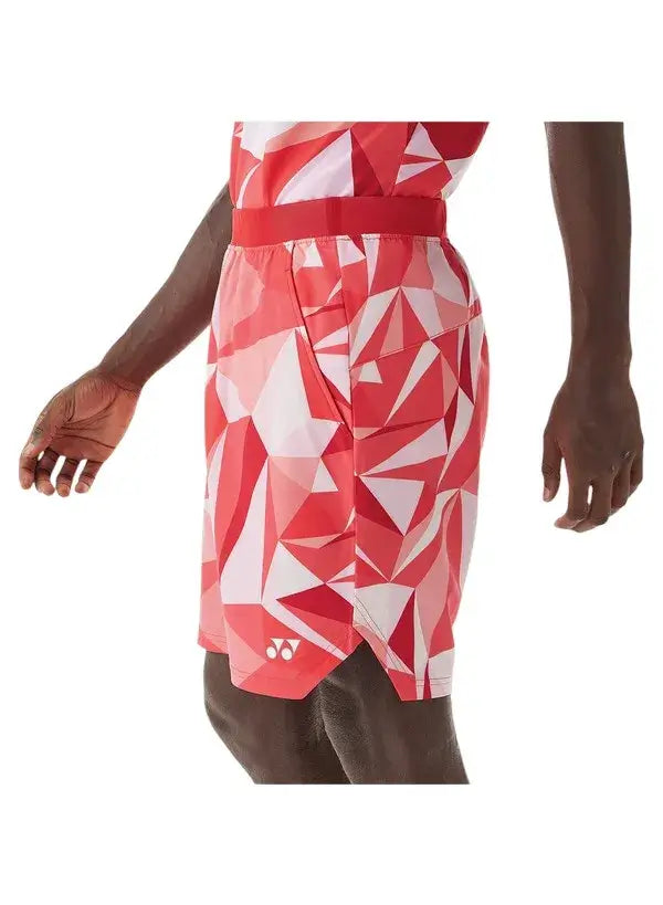 Short Yonex Rojo con Estampado Geométrico para Pádel