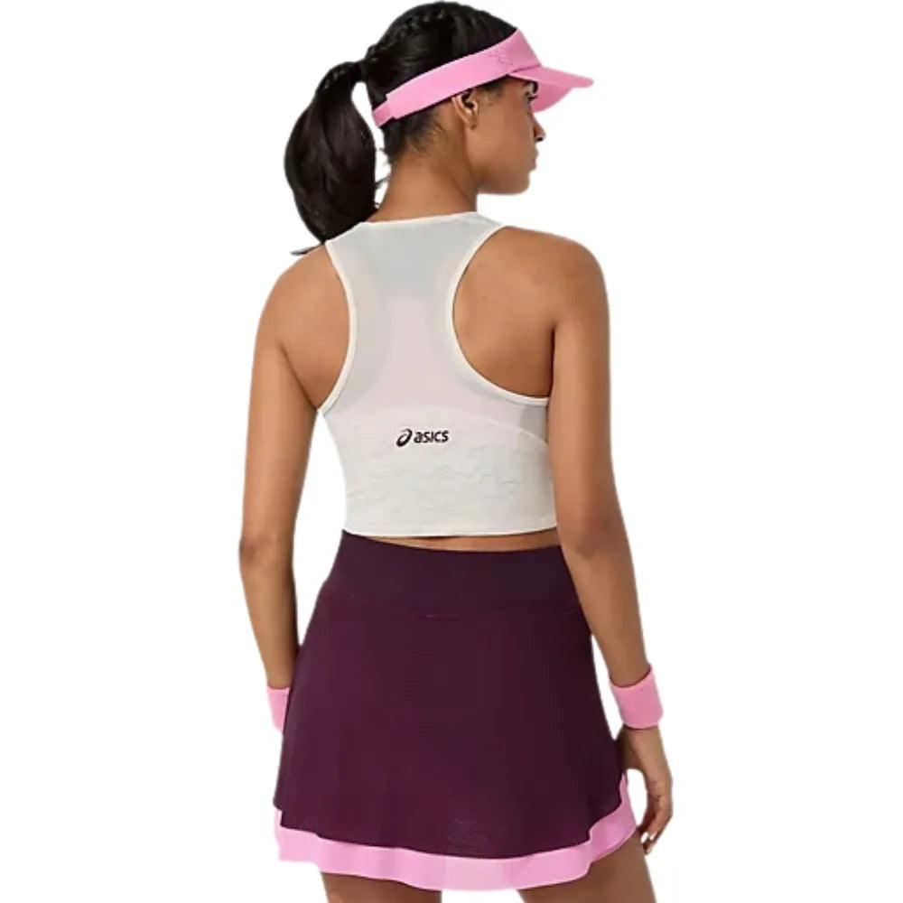 Top ASICS Match Jacquard Crop Mujer Soft Oat para Pádel