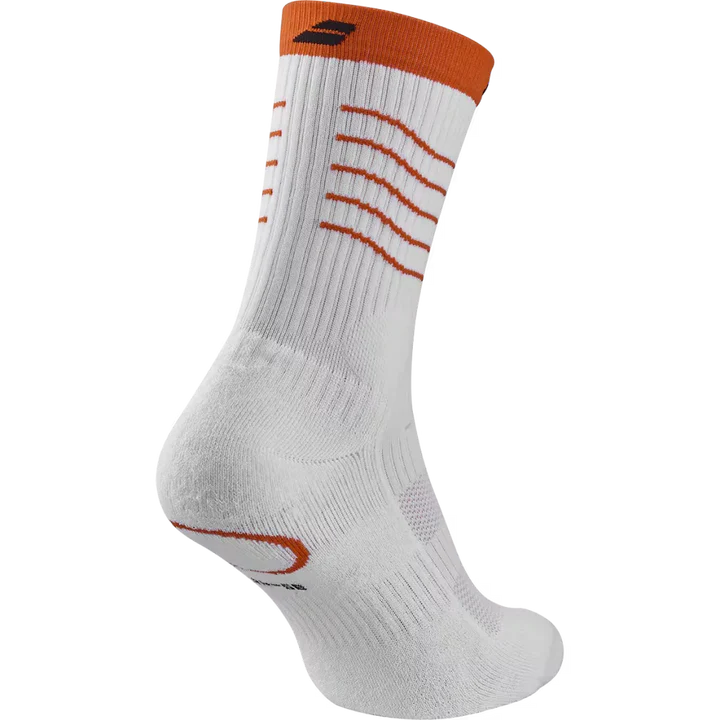 Calcetas Babolat Juan Lebrón Mid-Calf Blanco Naranja para Pádel