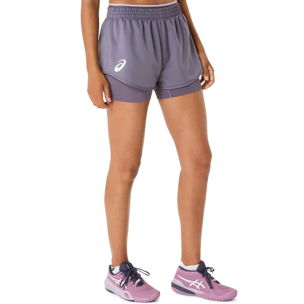 Short Asics Match 2-in-1 Mujer Púrpura Grisáceo para Pádel