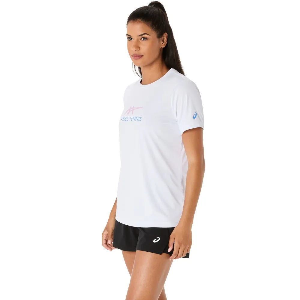 Camiseta Asics Court Graphic Blanca para Pádel