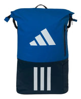 mochila adidas multigame 3.4 azul con diseño roll-top y panel trasero acolchado