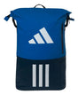 mochila adidas multigame 3.4 azul con diseño roll-top y panel trasero acolchado